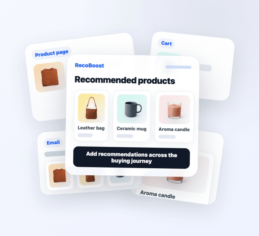 Show recommendations on product pages, cart, and thank-you pages.