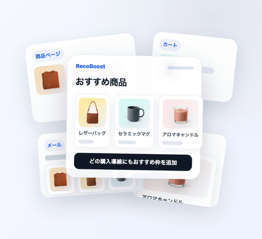 商品ページ・カート・サンキューページにおすすめ商品を表示。